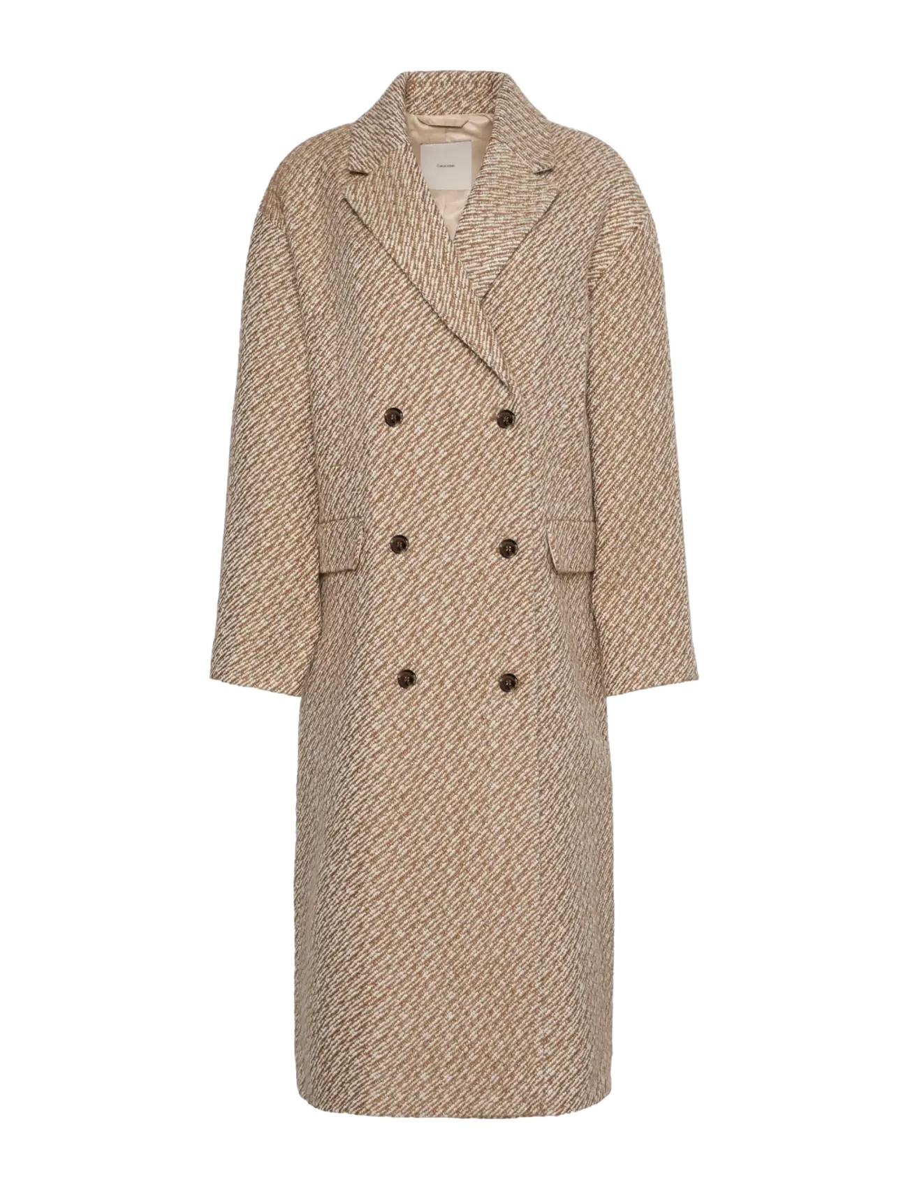 Calvin Klein - RELAXED MID CALF PEACOAT - executive brown ground + tofu twill - 1