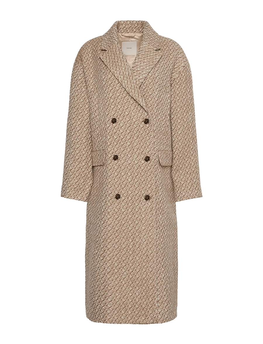 Calvin Klein - RELAXED MID CALF PEACOAT - executive brown ground + tofu twill - 1