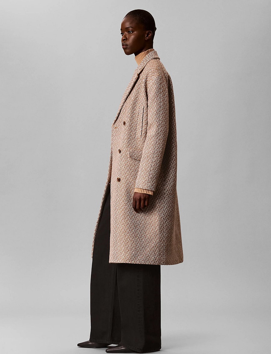 Calvin Klein - RELAXED MID CALF PEACOAT - executive brown ground + tofu twill - 3