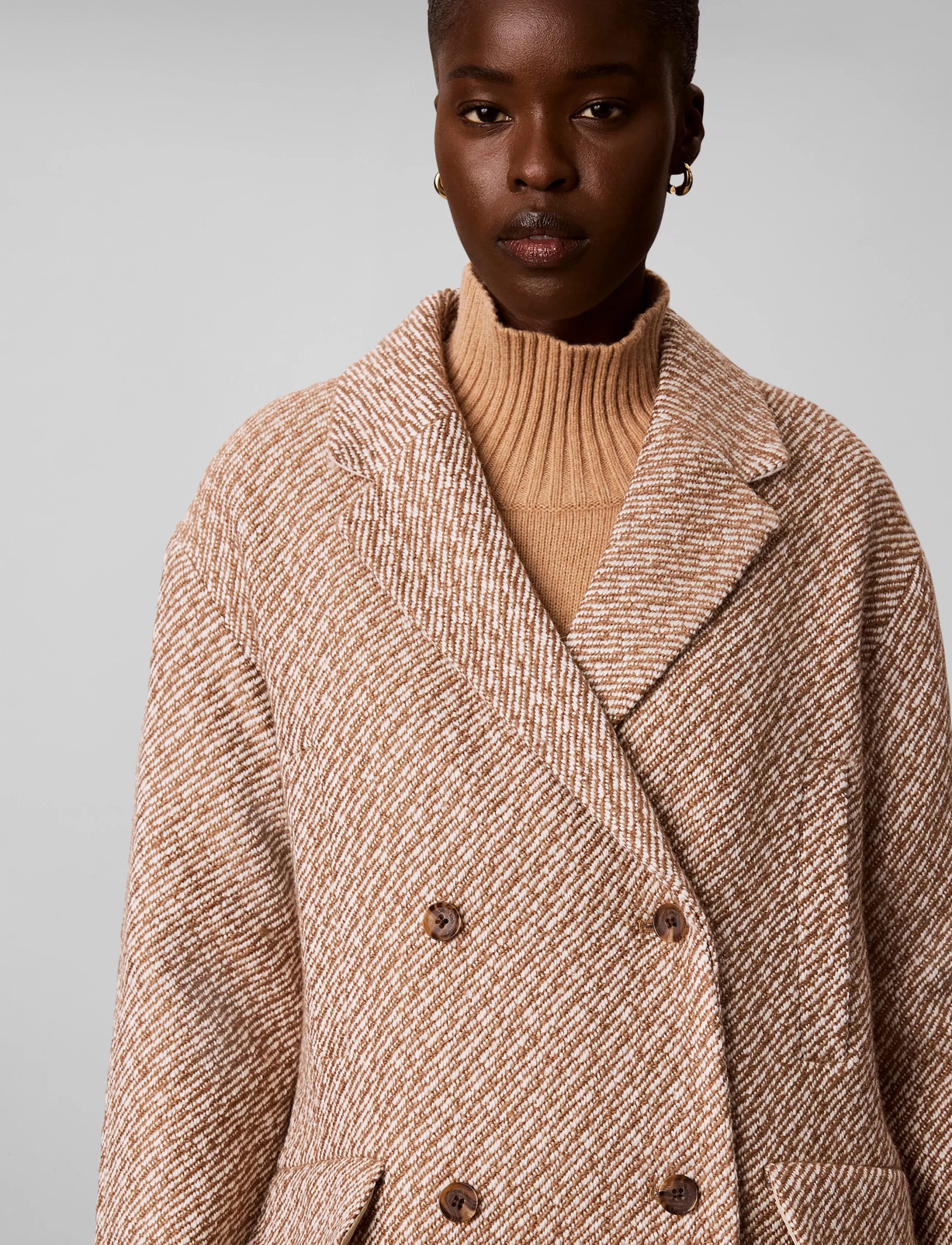 Calvin Klein - RELAXED MID CALF PEACOAT - executive brown ground + tofu twill - 4
