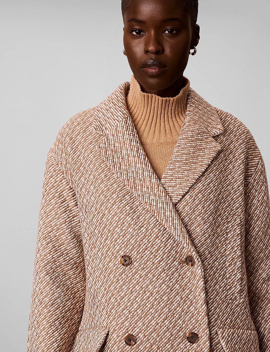 Calvin Klein - RELAXED MID CALF PEACOAT - executive brown ground + tofu twill - 4