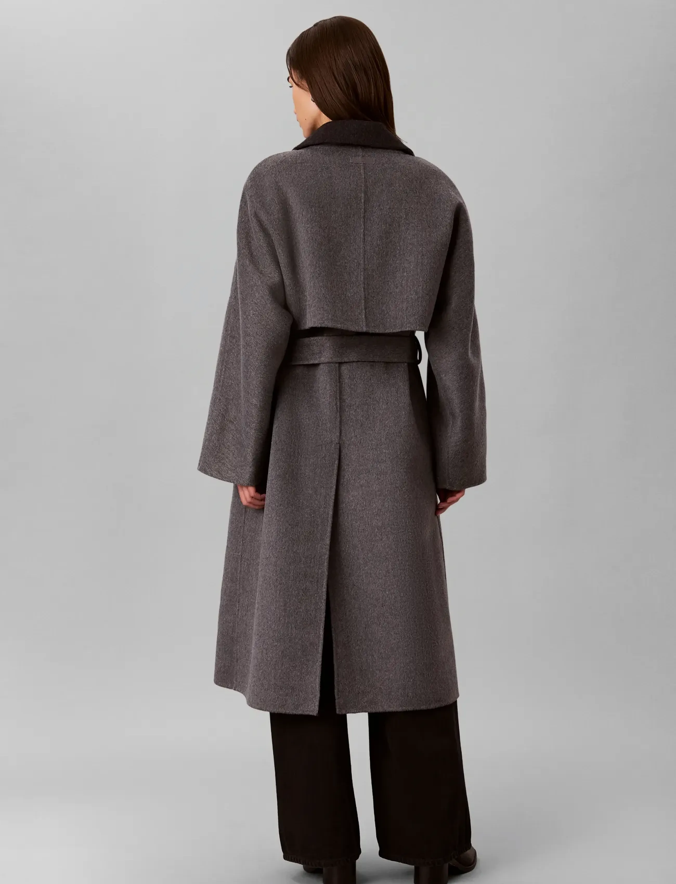Calvin Klein - LONG WOOL WRAP COAT MELANGE BI-C - two tone b30 medium grey and b85 gu - 2