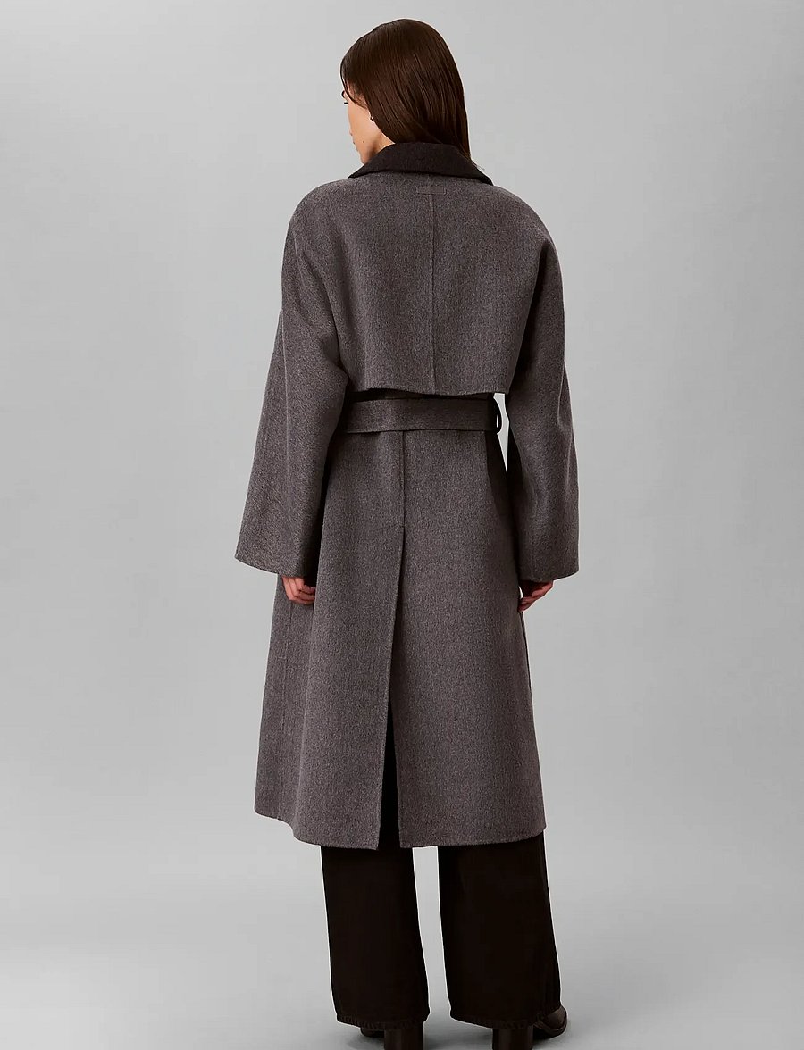 Calvin Klein - LONG WOOL WRAP COAT MELANGE BI-C - two tone b30 medium grey and b85 gu - 2