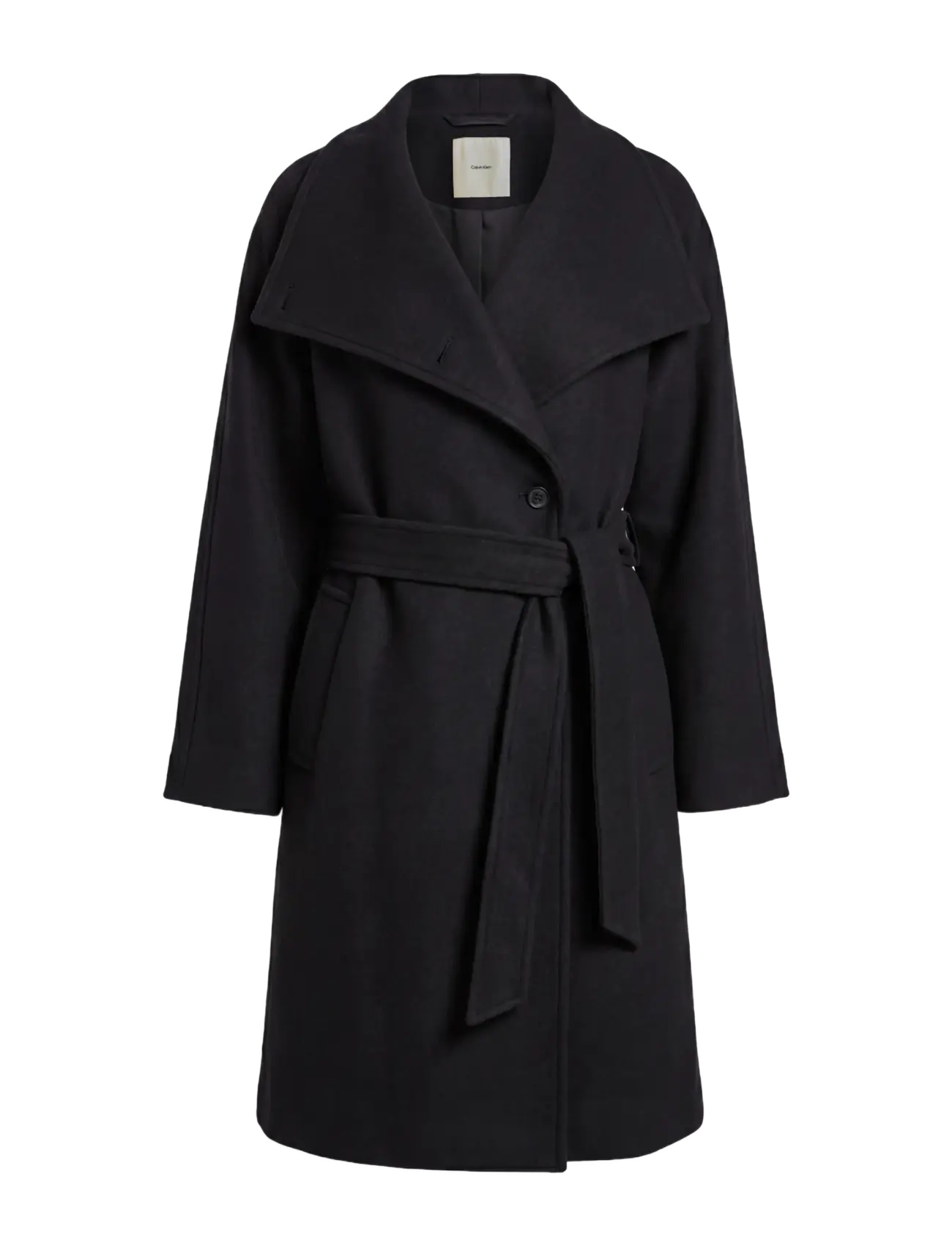 Calvin Klein - FUNNEL NECK KNEE LENGTH WOOL COA - black - 1