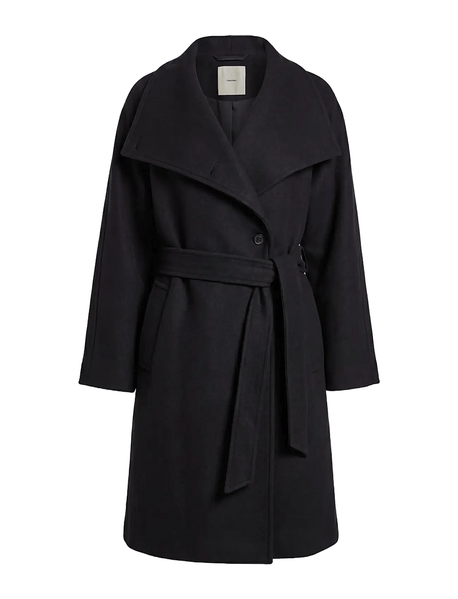 Calvin Klein - FUNNEL NECK KNEE LENGTH WOOL COA - frakker - black - 1