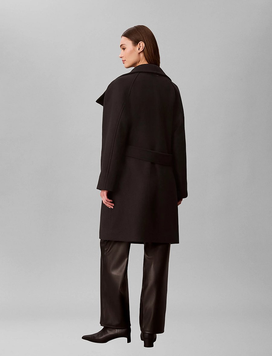 Calvin Klein - FUNNEL NECK KNEE LENGTH WOOL COA - frakker - black - 2