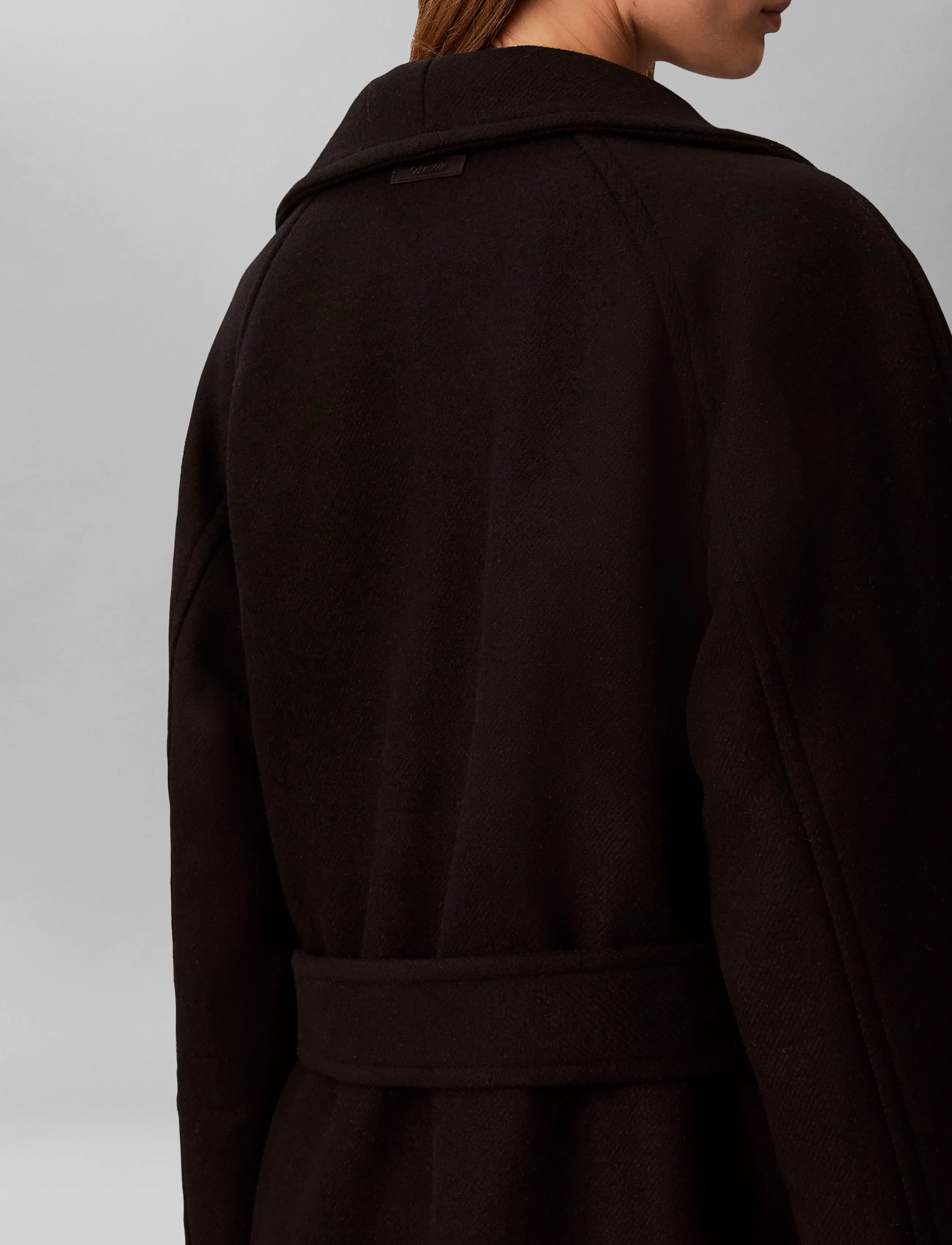 Calvin Klein - FUNNEL NECK KNEE LENGTH WOOL COA - black - 4