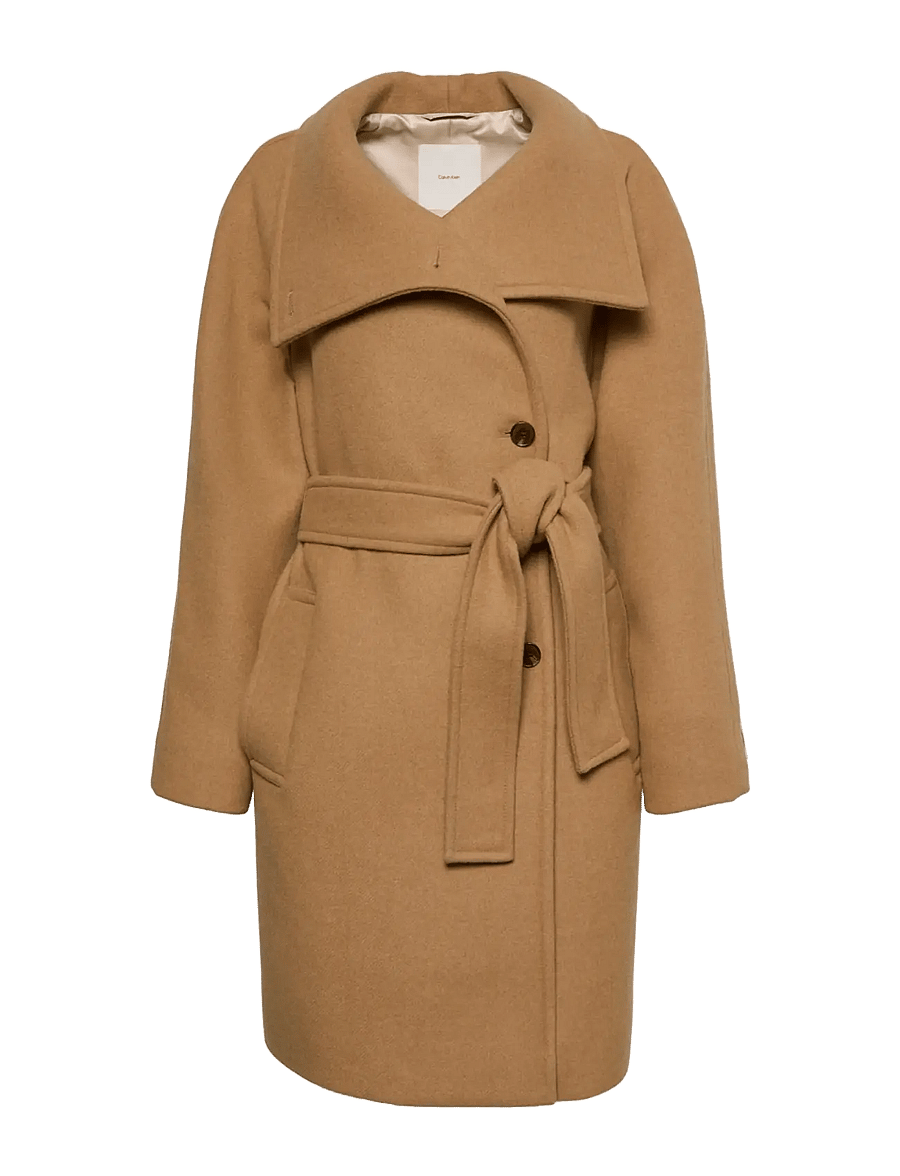 Calvin Klein - FUNNEL NECK KNEE LENGTH WOOL COA - frakker - tigers eye - 1