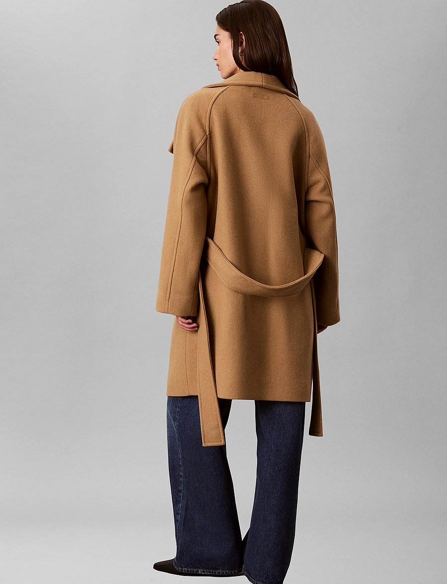 Calvin Klein - FUNNEL NECK KNEE LENGTH WOOL COA - frakker - tigers eye - 2