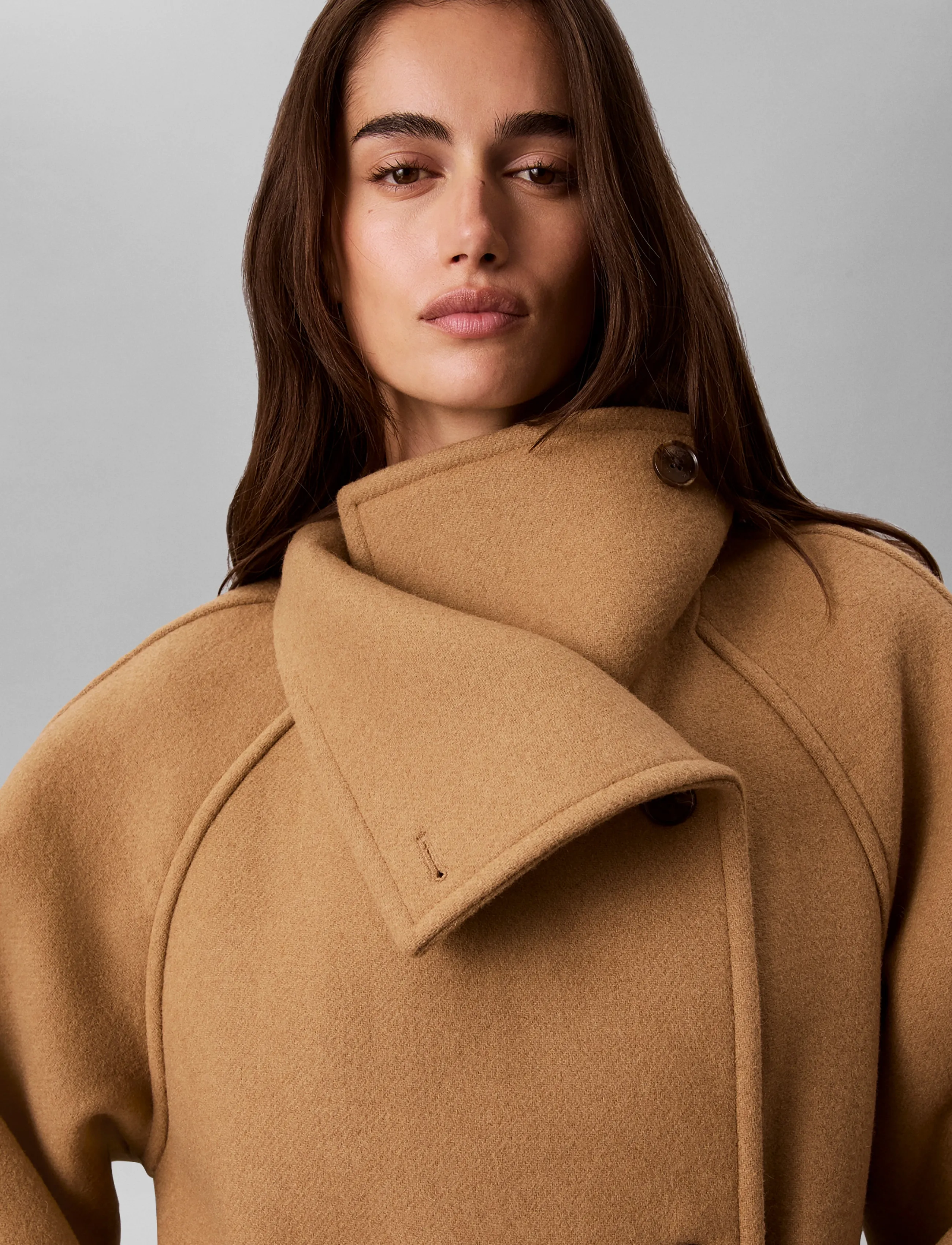 Calvin Klein - FUNNEL NECK KNEE LENGTH WOOL COA - frakker - tigers eye - 4