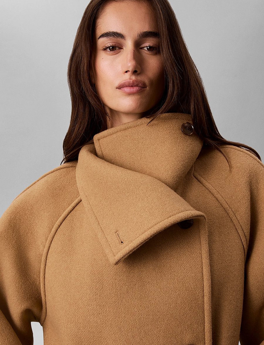 Calvin Klein - FUNNEL NECK KNEE LENGTH WOOL COA - frakker - tigers eye - 4