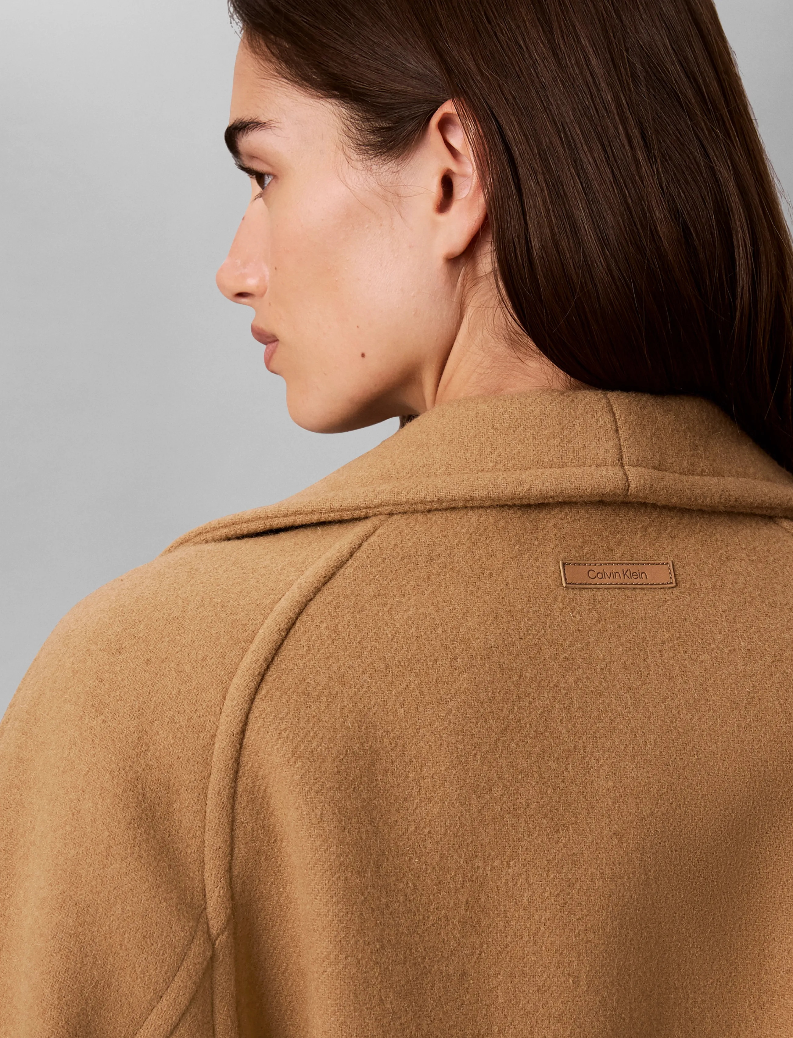 Calvin Klein - FUNNEL NECK KNEE LENGTH WOOL COA - frakker - tigers eye - 5