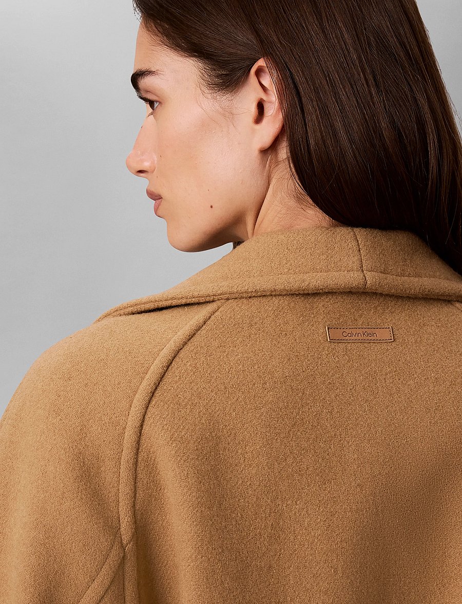 Calvin Klein - FUNNEL NECK KNEE LENGTH WOOL COA - frakker - tigers eye - 5