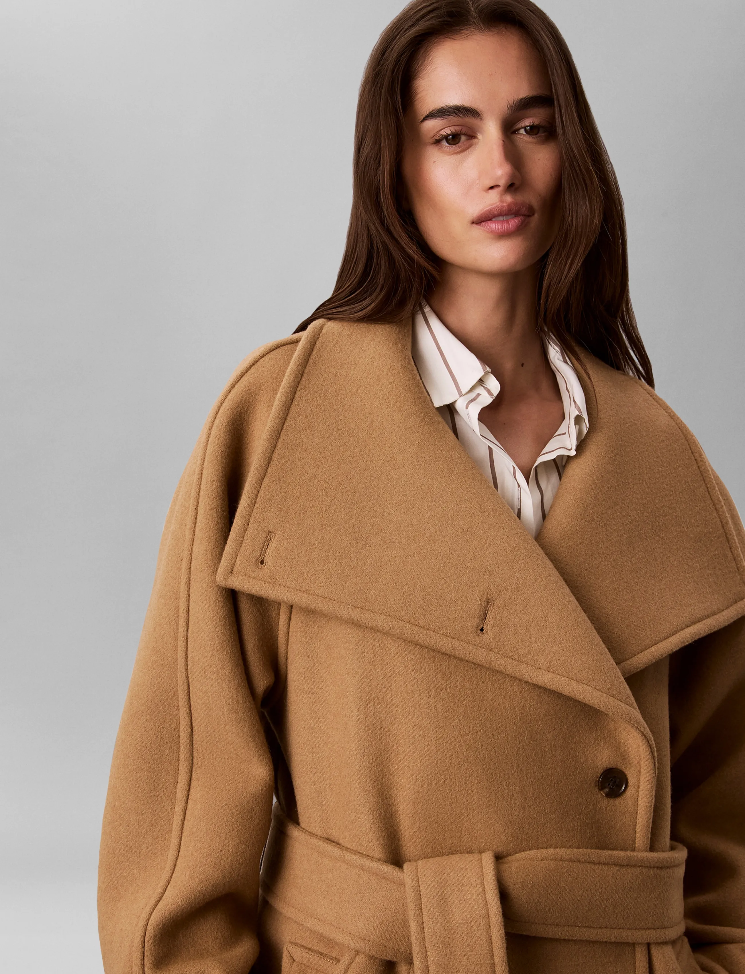 Calvin Klein Funnel Neck Knee Length Wool Coa kappor & rockar dam – bild 6