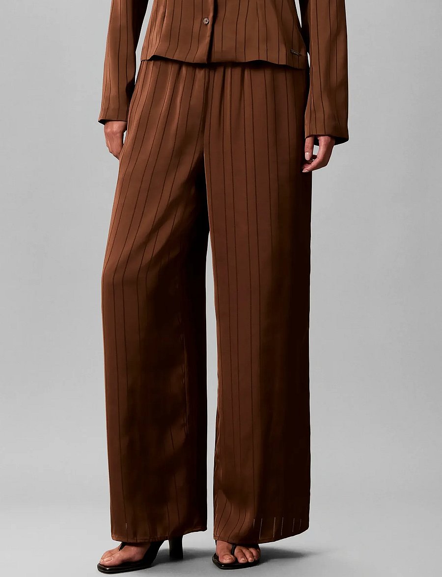 Calvin Klein - TEXTURED STRIPE WIDE LEG PULL ON - bukser med brede ben - cacao - 3