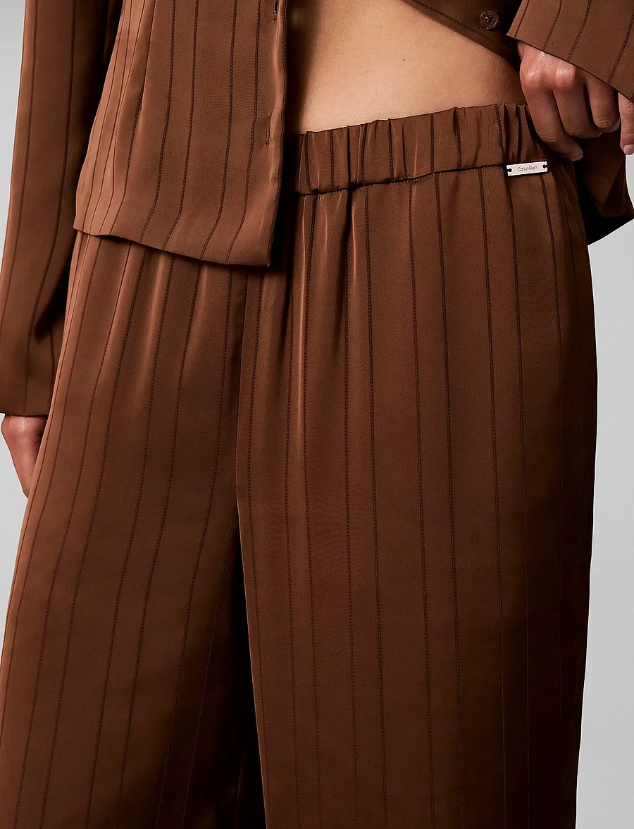 Calvin Klein - TEXTURED STRIPE WIDE LEG PULL ON - bukser med brede ben - cacao - 4