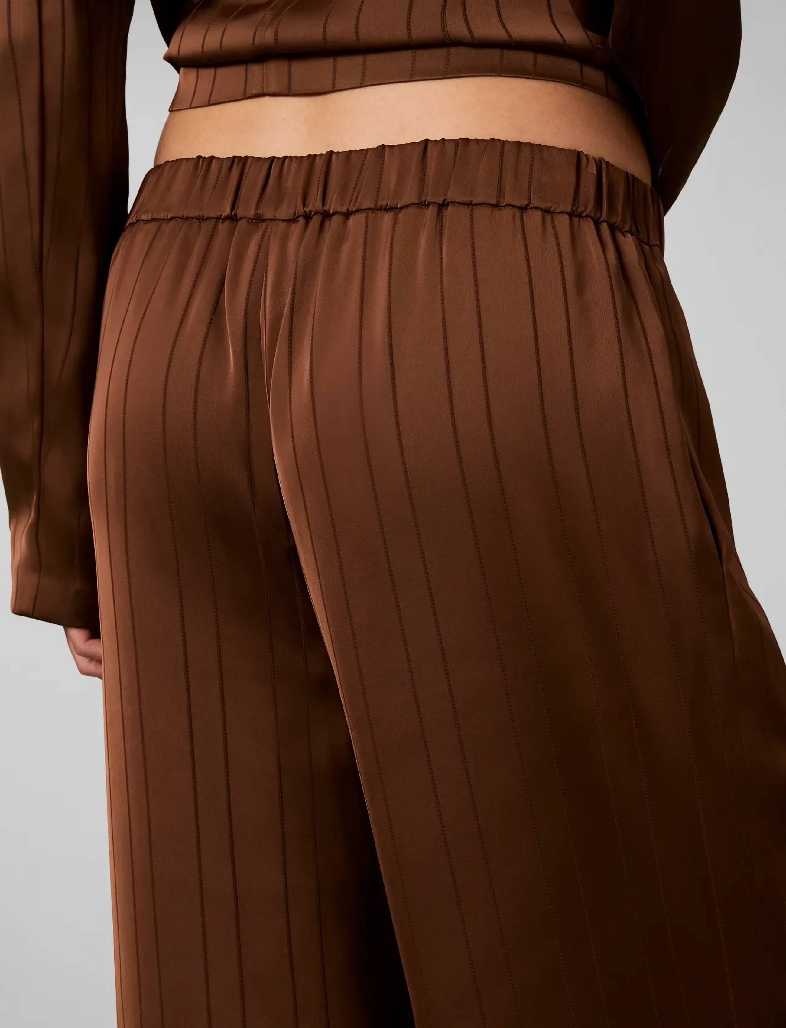 Calvin Klein - TEXTURED STRIPE WIDE LEG PULL ON - bukser med brede ben - cacao - 5