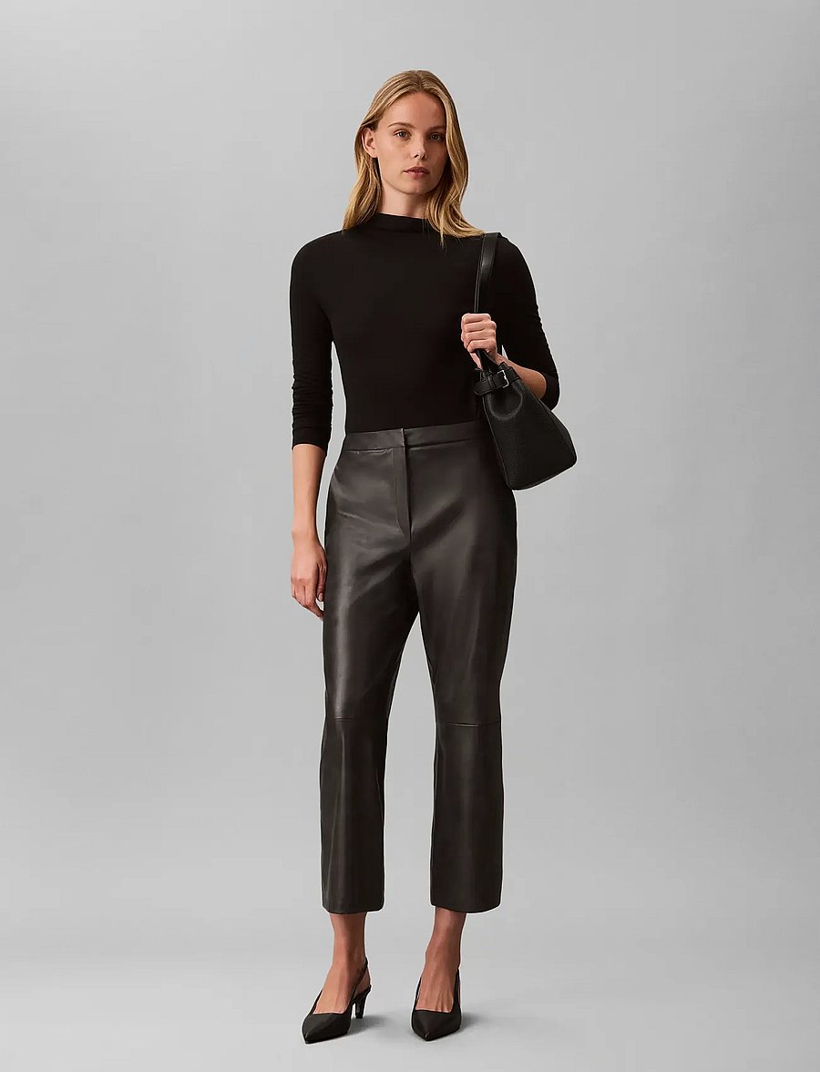 Calvin Klein - FAUX LEATHER FLARE PANT - nahkpüksid - black - 0