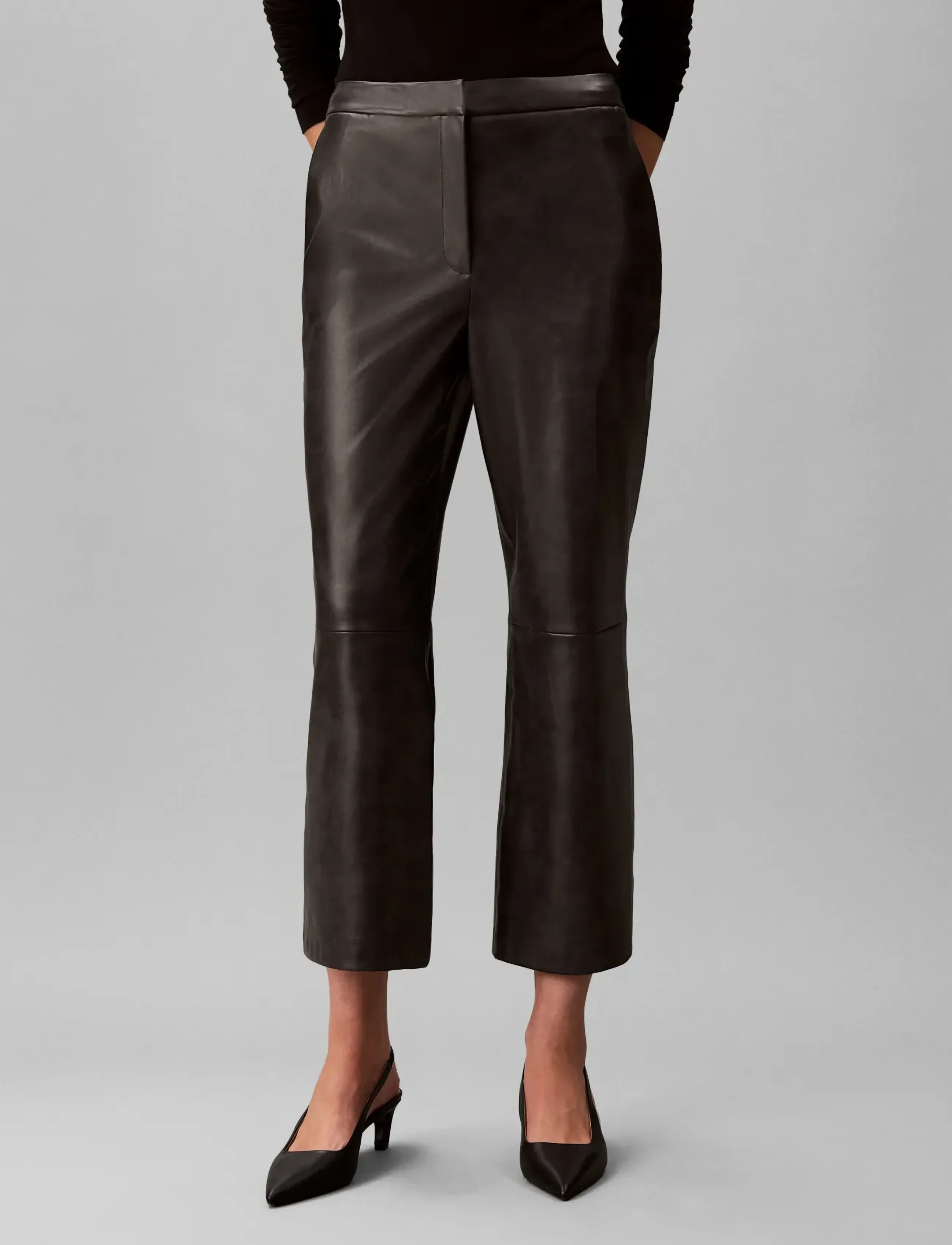 Calvin Klein - FAUX LEATHER FLARE PANT - nahkpüksid - black - 3