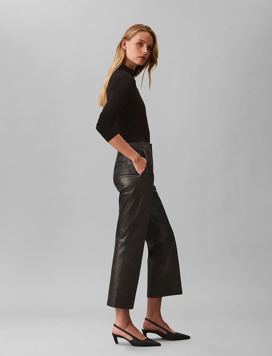 Calvin Klein - FAUX LEATHER FLARE PANT - nahkpüksid - black - 5