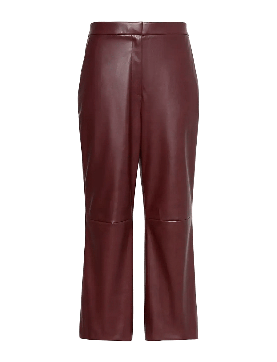 Calvin Klein - FAUX LEATHER FLARE PANT - leather trousers - red mahogany as header - 1