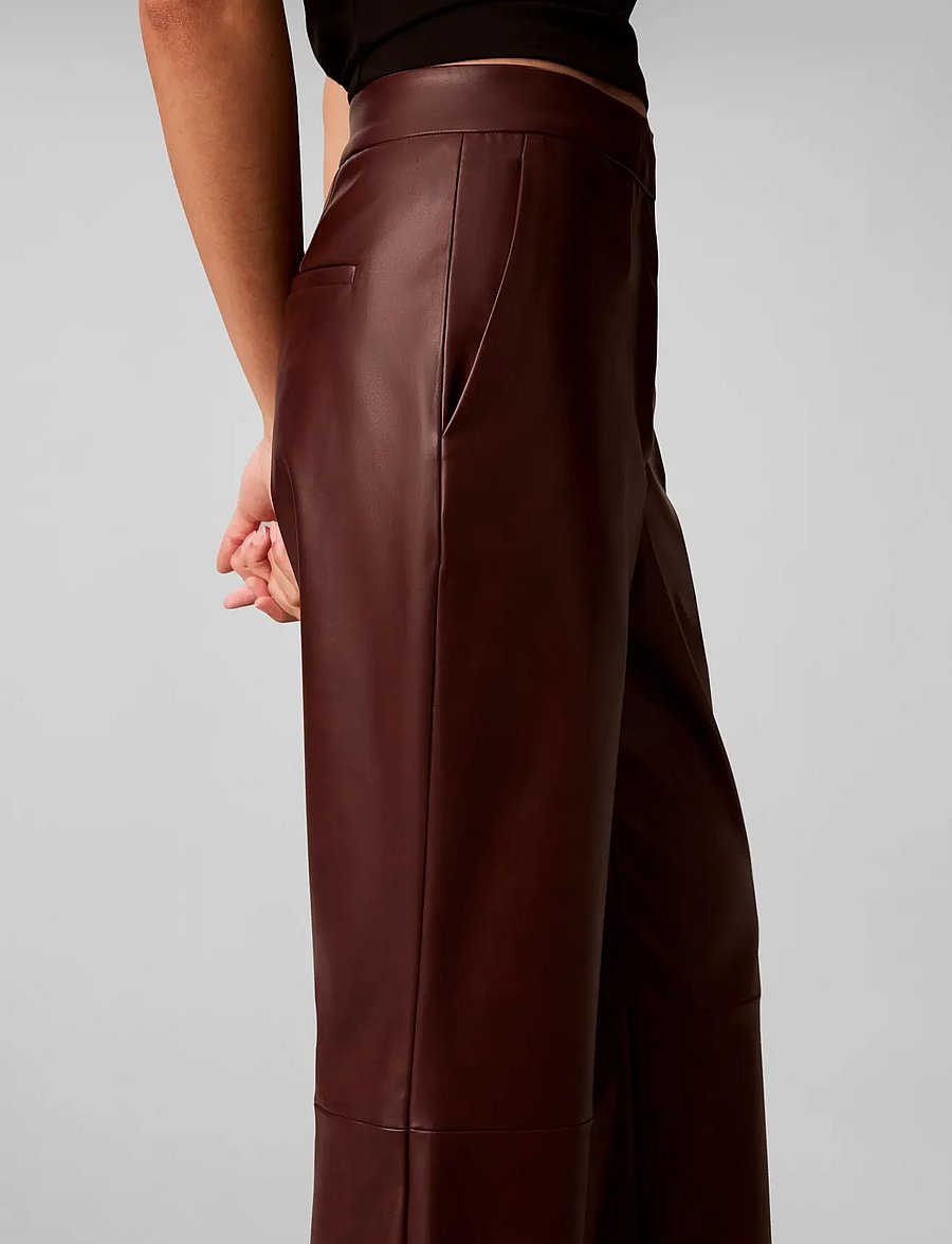Calvin Klein - FAUX LEATHER FLARE PANT - leather trousers - red mahogany as header - 4