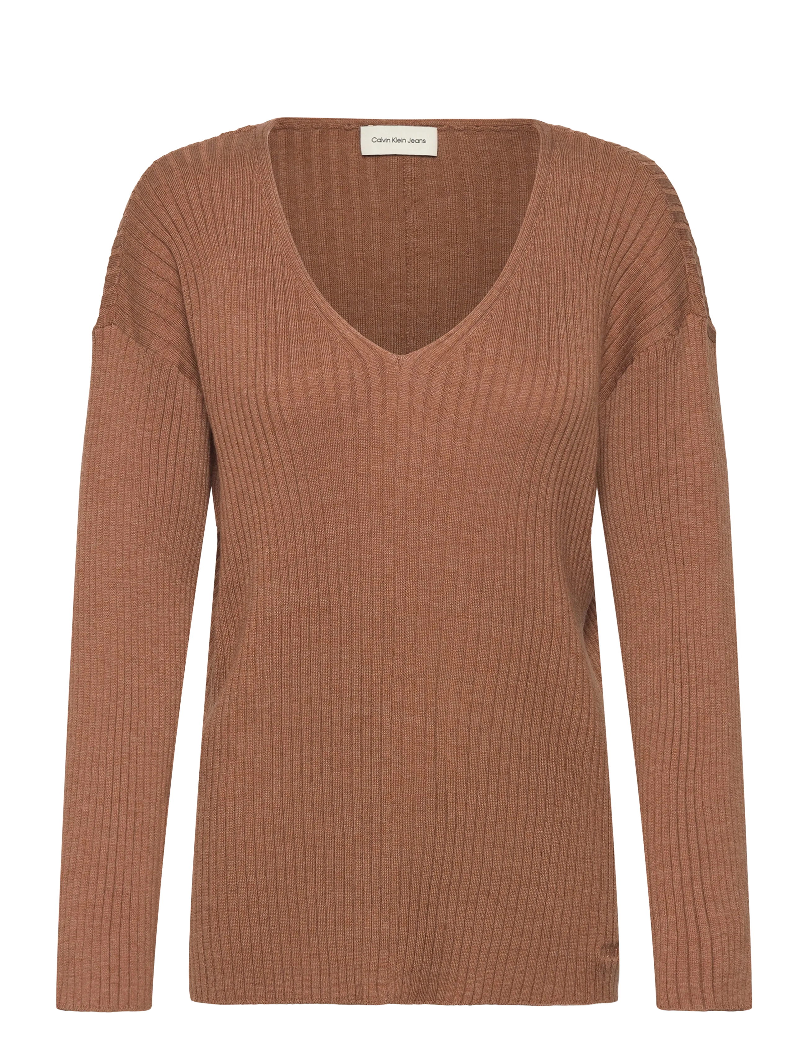 CALVIN KLEIN Buran Rib Oberteil Braun - L - Damen