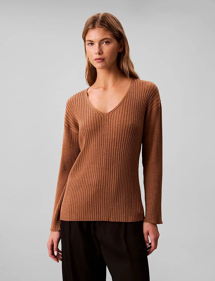 Calvin Klein - BURAN RIB TOP - pullover - thrush melange - 0
