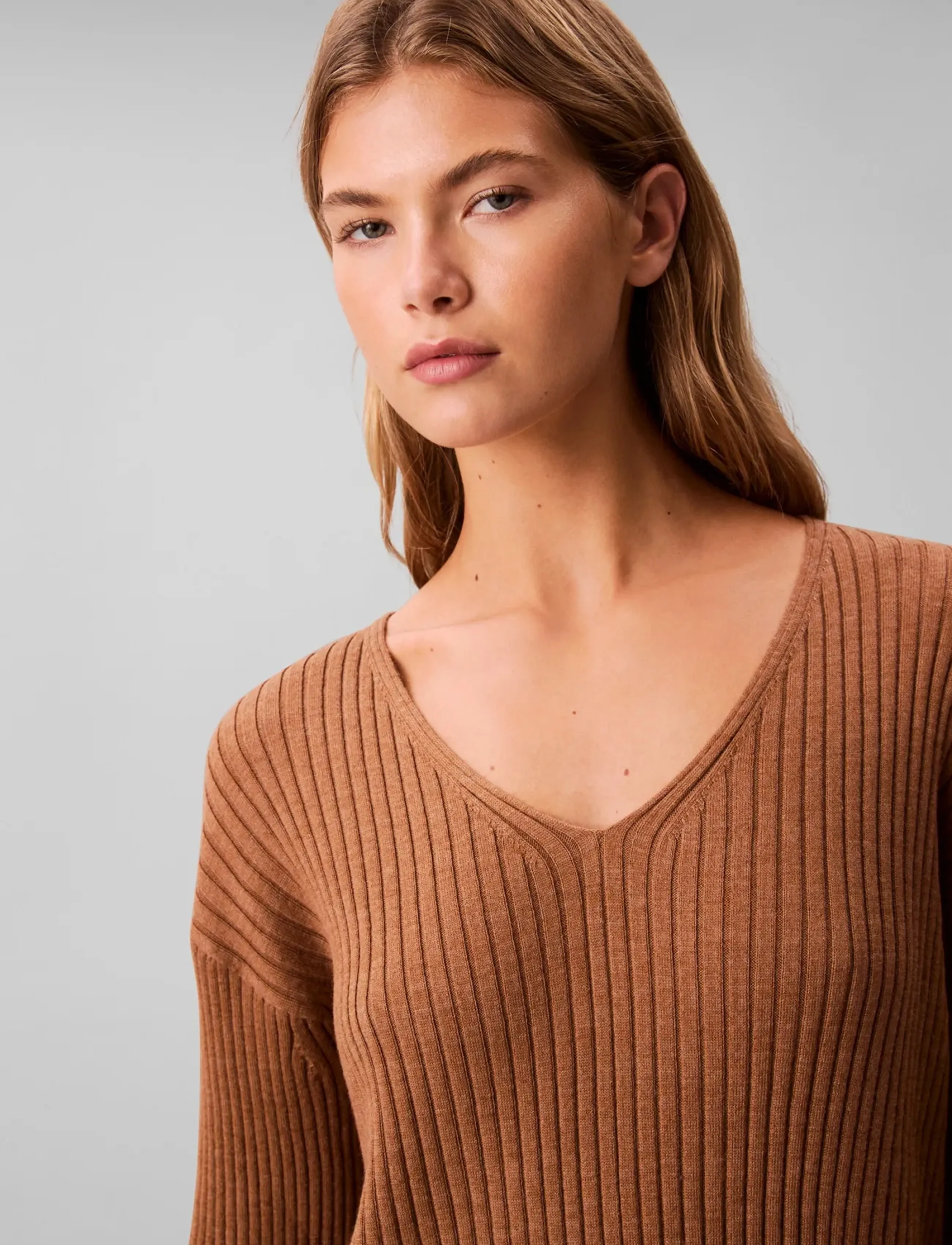 Calvin Klein - BURAN RIB TOP - stickade tröjor - thrush melange - 3