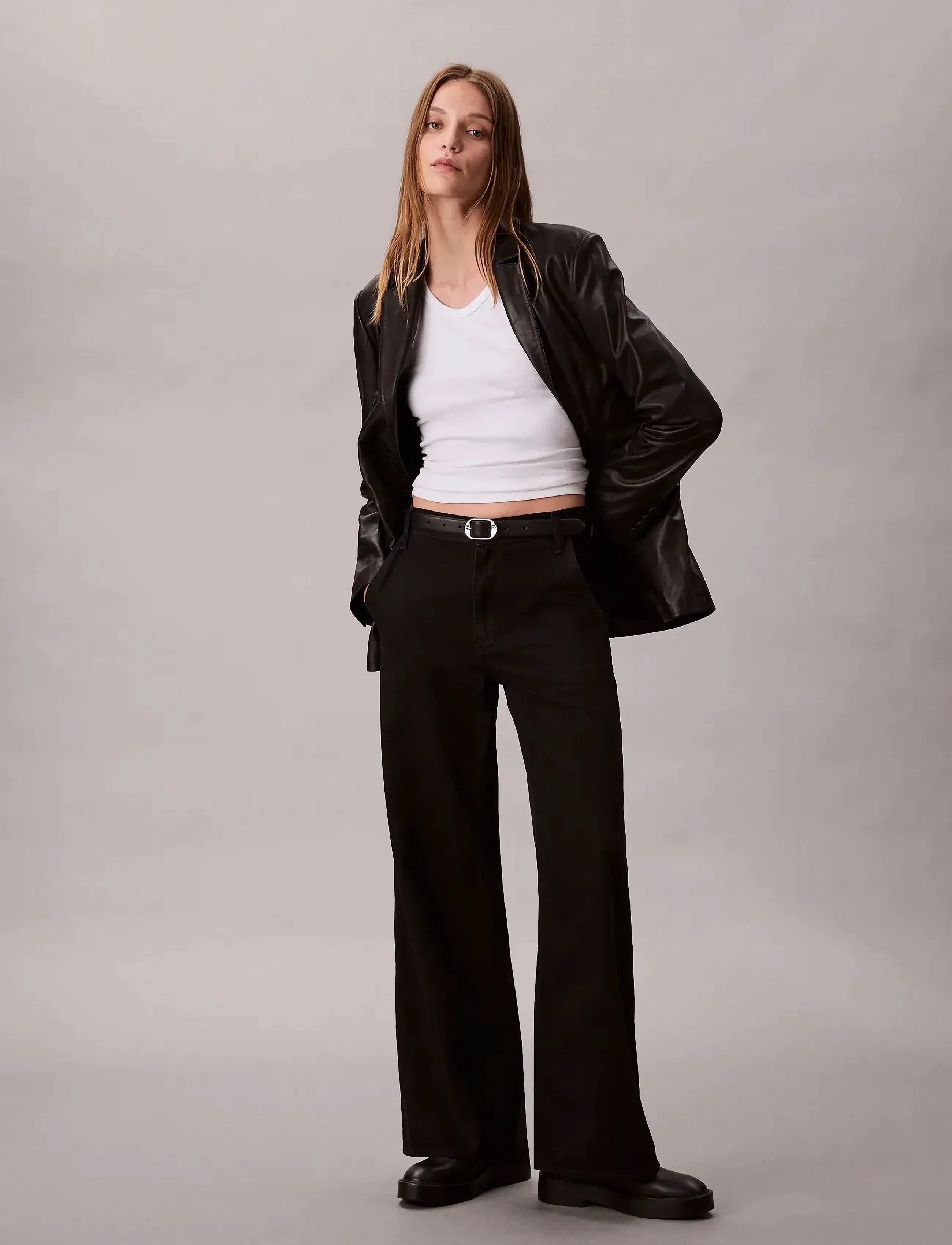 Calvin Klein TENCEL ULTRA HIGH WIDE LEG CLASS - Tøj - CK CLASSIC BLACK / black