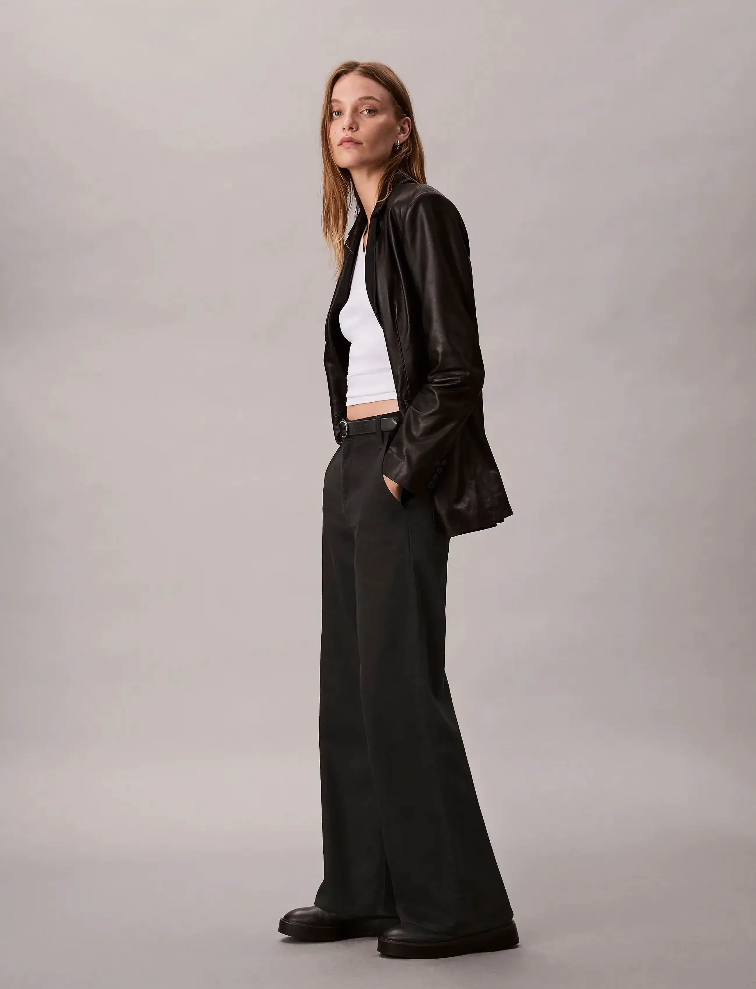 Calvin Klein - TENCEL ULTRA HIGH WIDE LEG CLASS - hosen mit weitem bein - ck classic black - 3