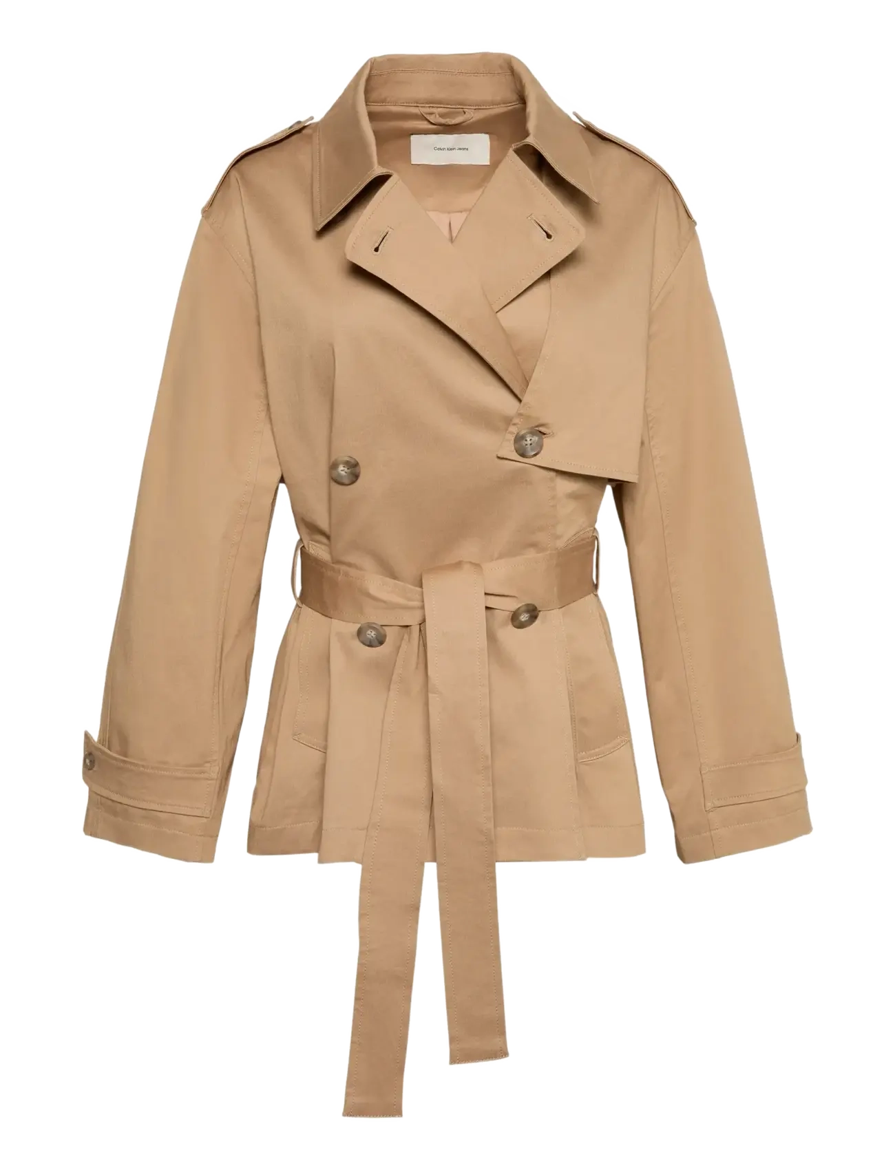 CALVIN KLEIN Mid Length Baumwolle Trench Mantel Beige - XS - Damen