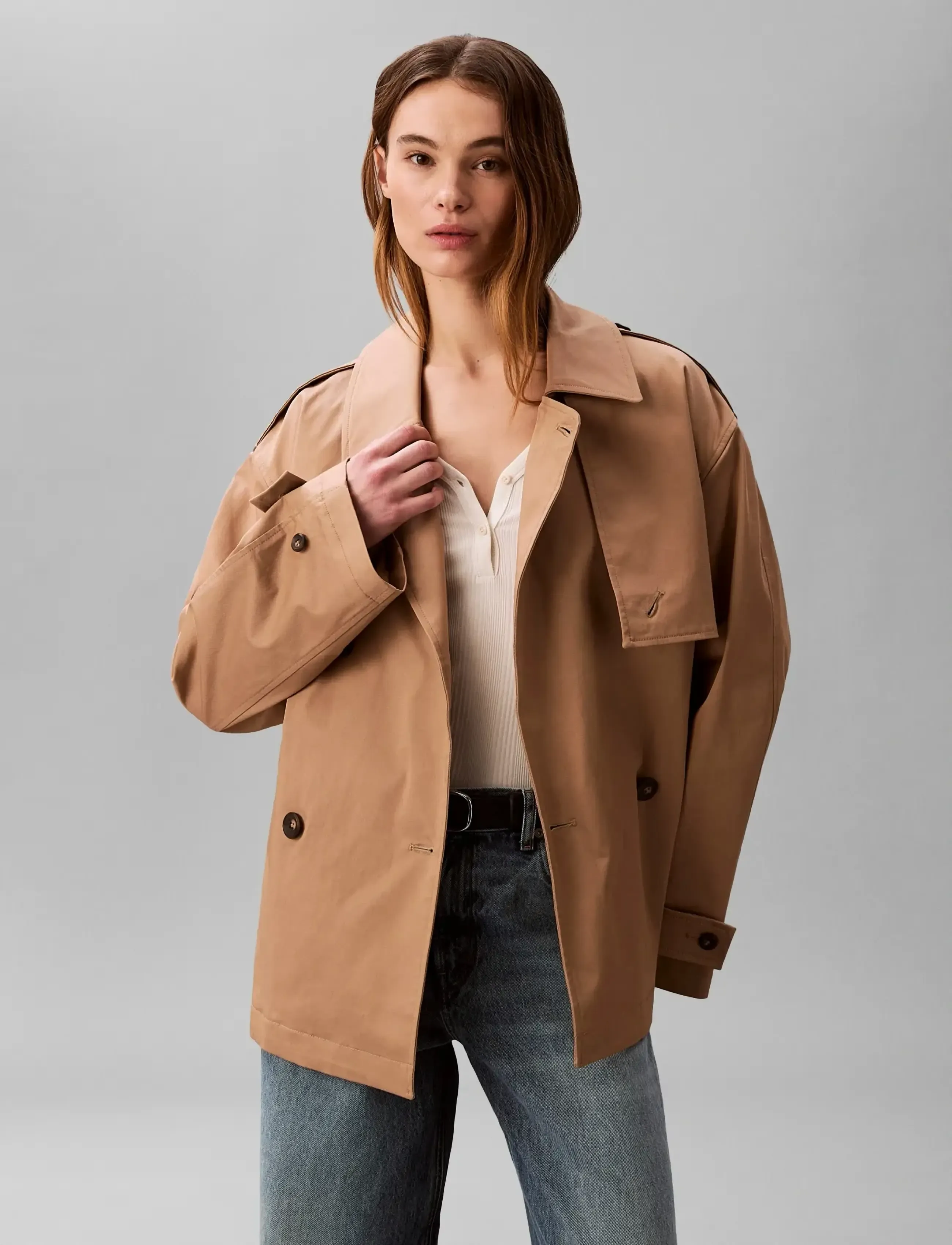Calvin Klein - MID LENGTH COTTON TRENCH COAT - vihmamantlid - tigers eye - 3
