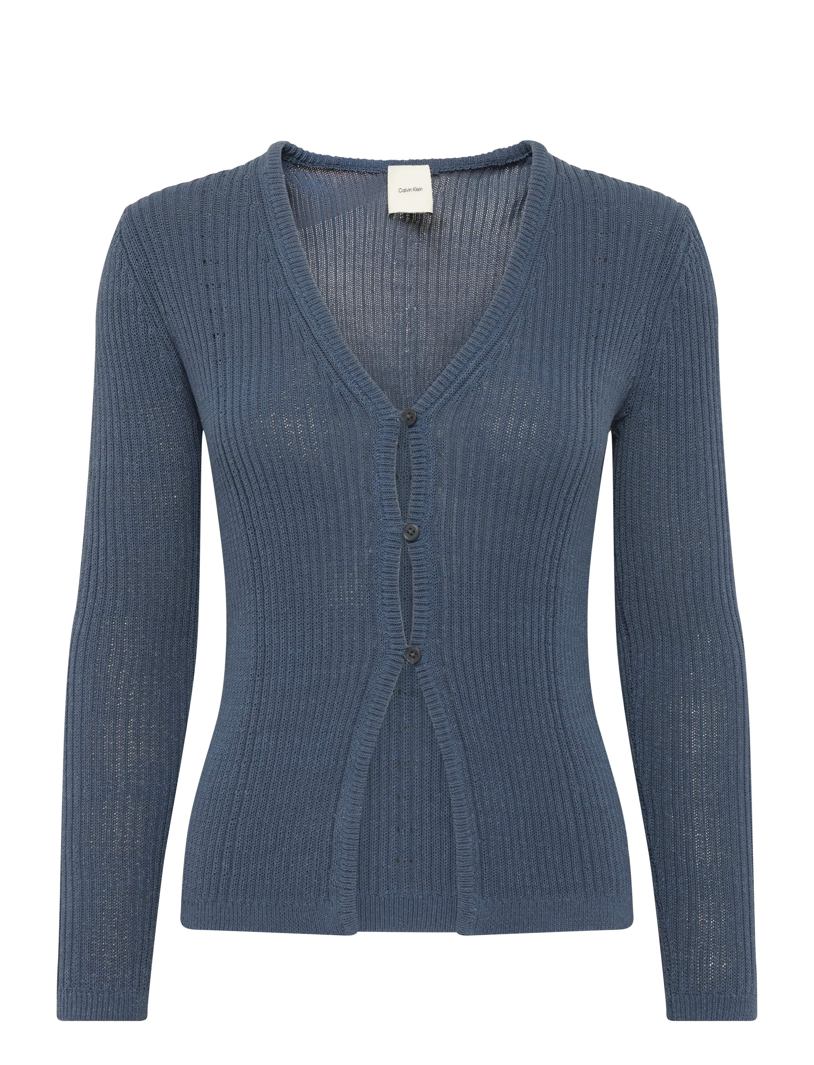 Calvin Klein POINTELLE RIB CARDIGAN - Strickmode - BLUE NOMAD / blue