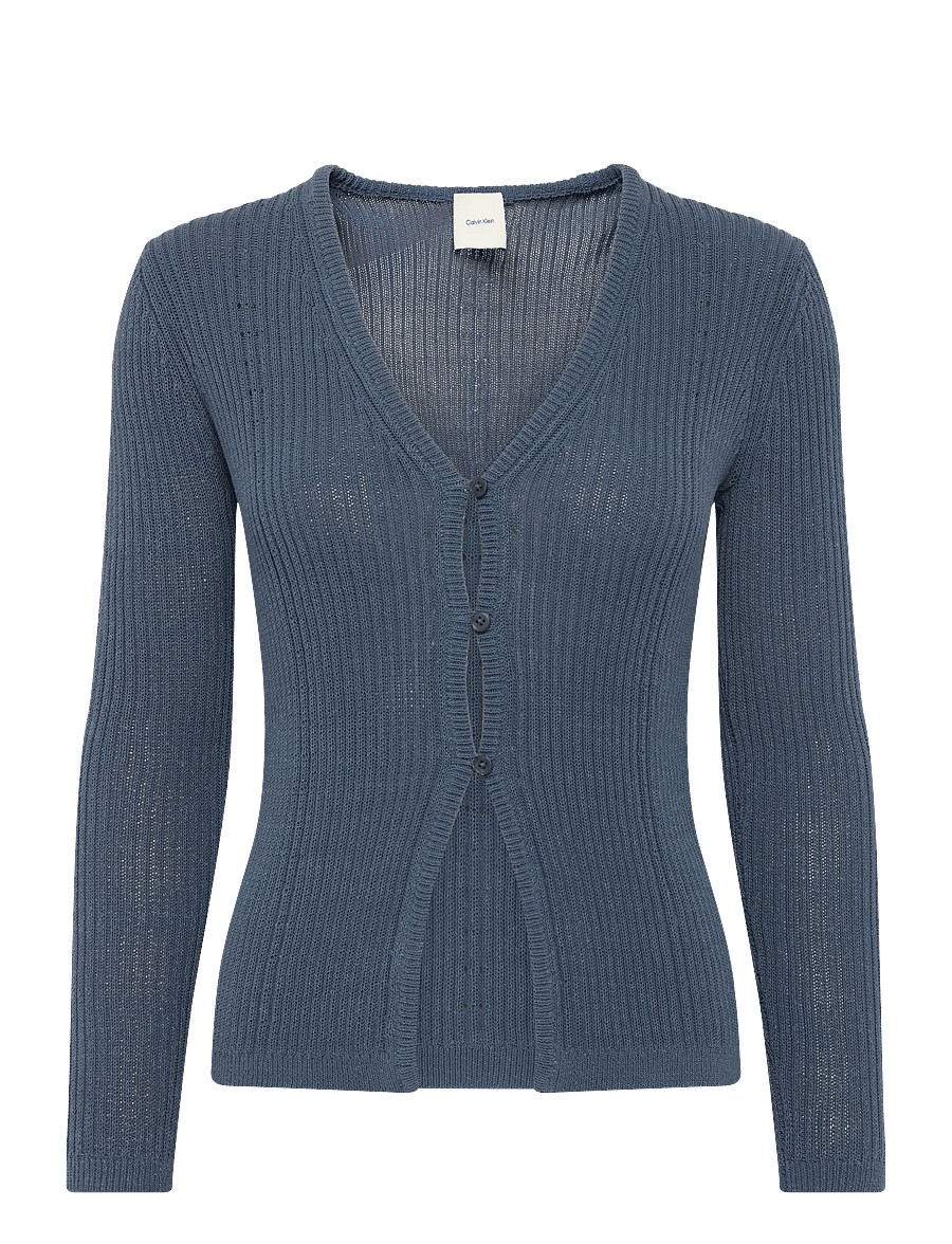 Calvin Klein - POINTELLE RIB CARDIGAN - kardiganid - blue nomad - 1