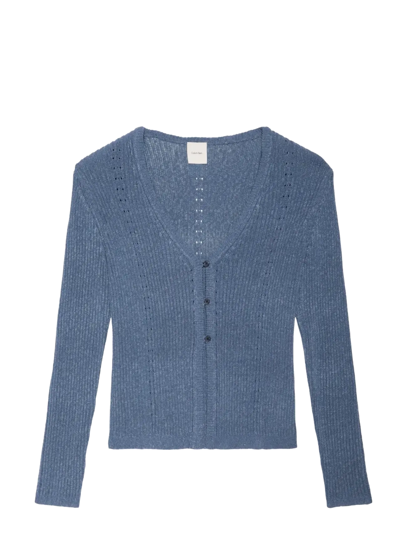 Calvin Klein POINTELLE RIB CARDIGAN - Kläder - BLUE NOMAD / blue
