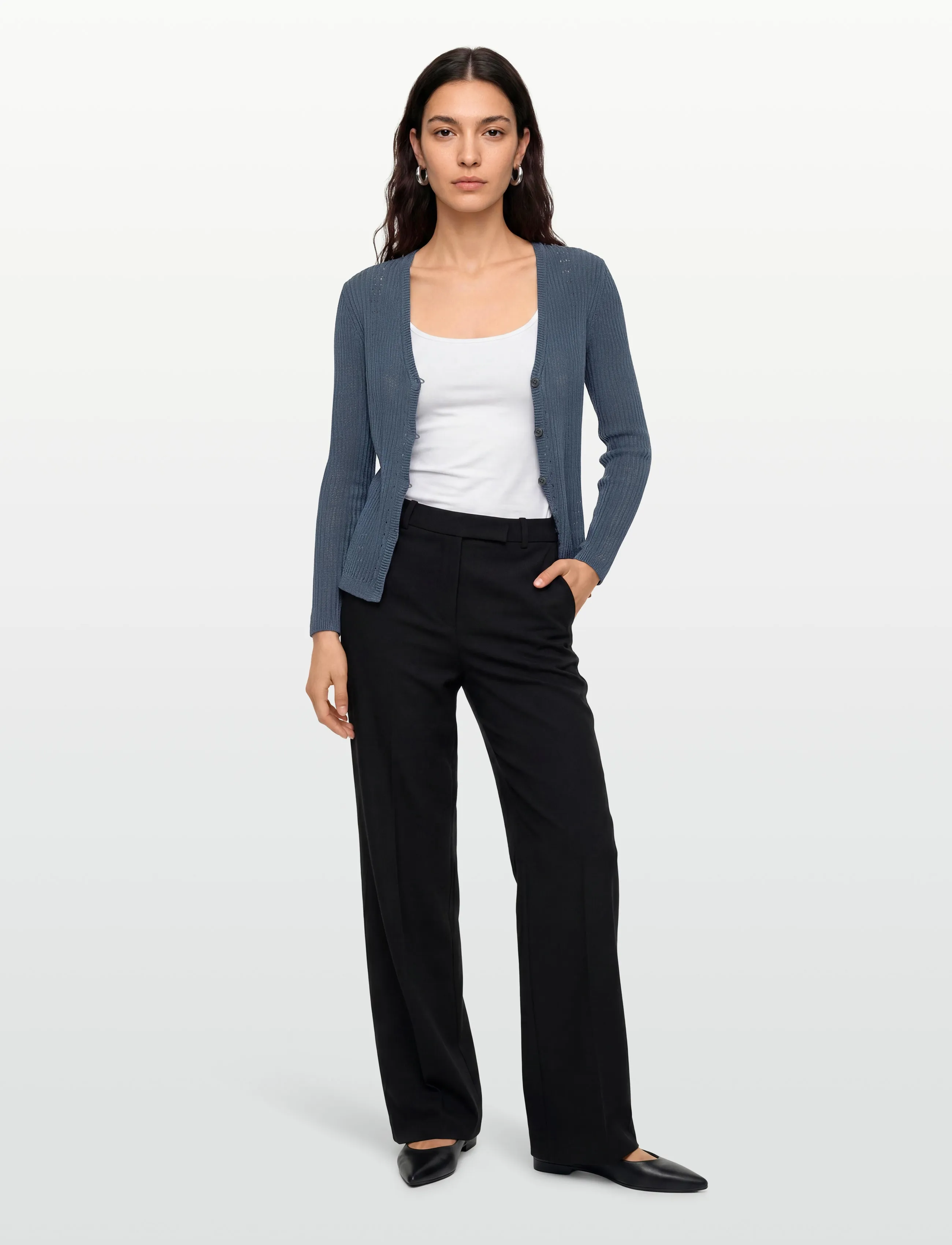 Calvin Klein POINTELLE RIB CARDIGAN - Strickmode - BLUE NOMAD / blue