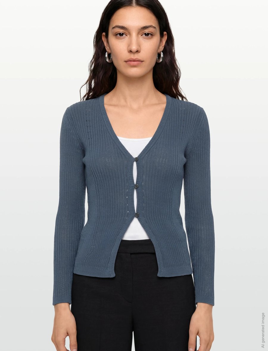 Calvin Klein - POINTELLE RIB CARDIGAN - kardiganid - blue nomad - 3