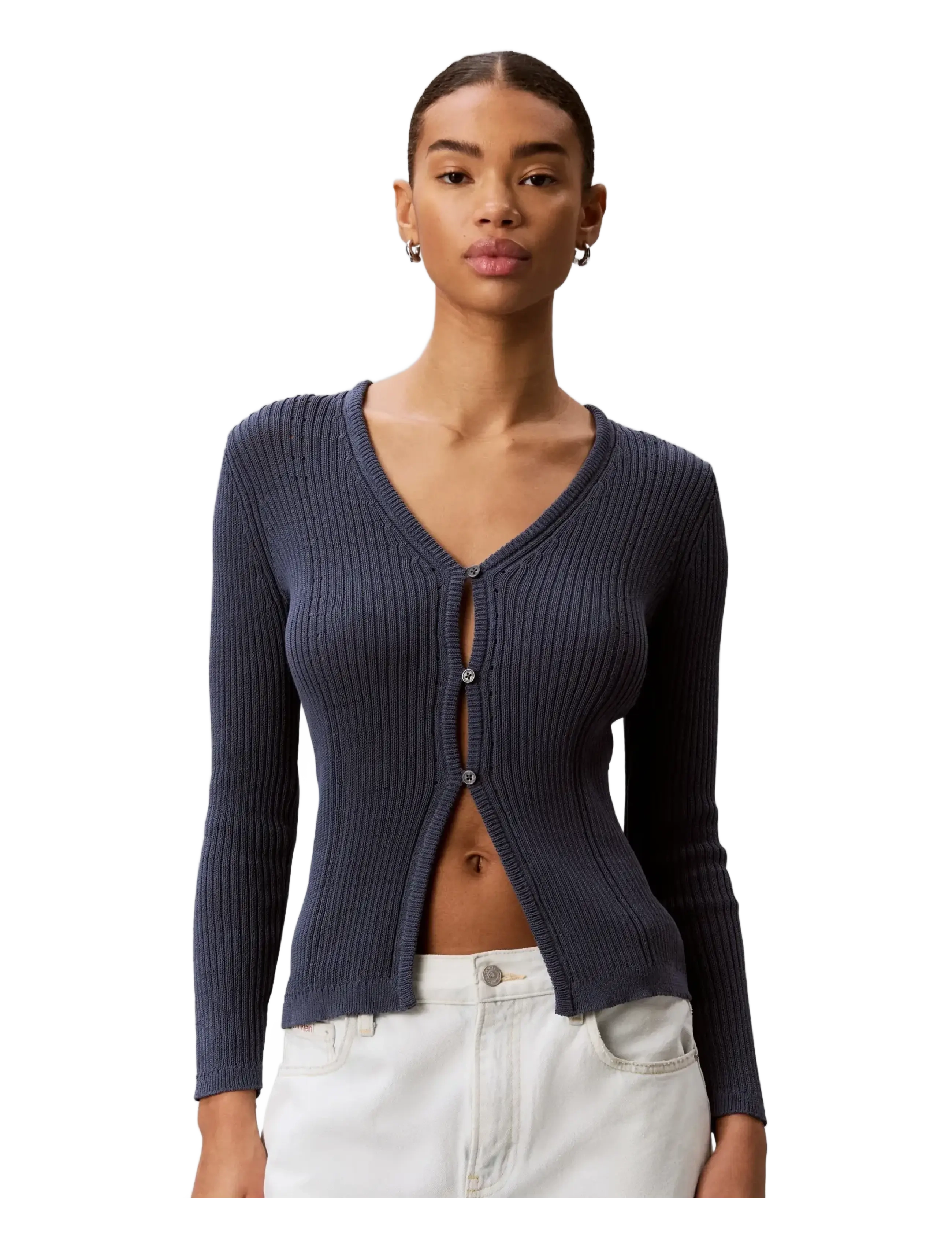 Calvin Klein - POINTELLE RIB CARDIGAN - blue nomad - 1