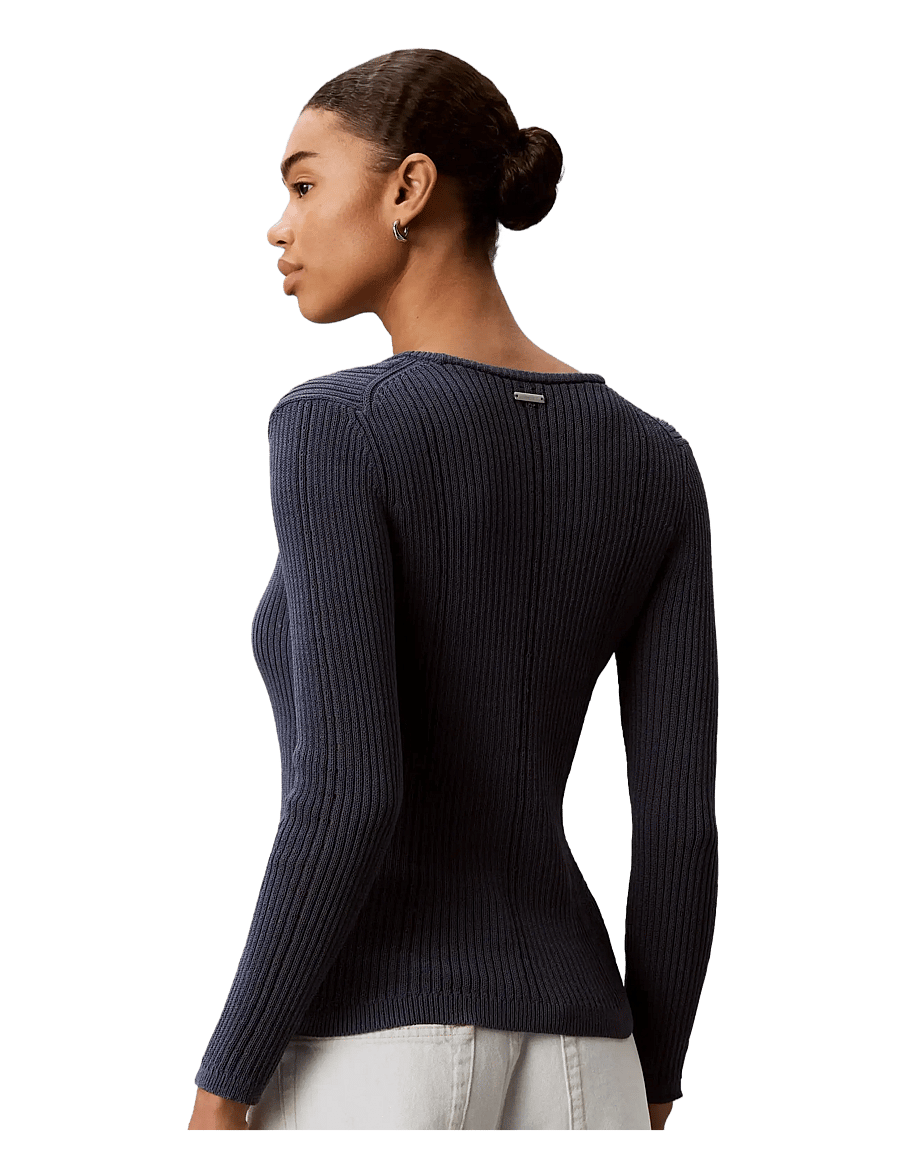 Calvin Klein - POINTELLE RIB CARDIGAN - cardigans - blue nomad - 2