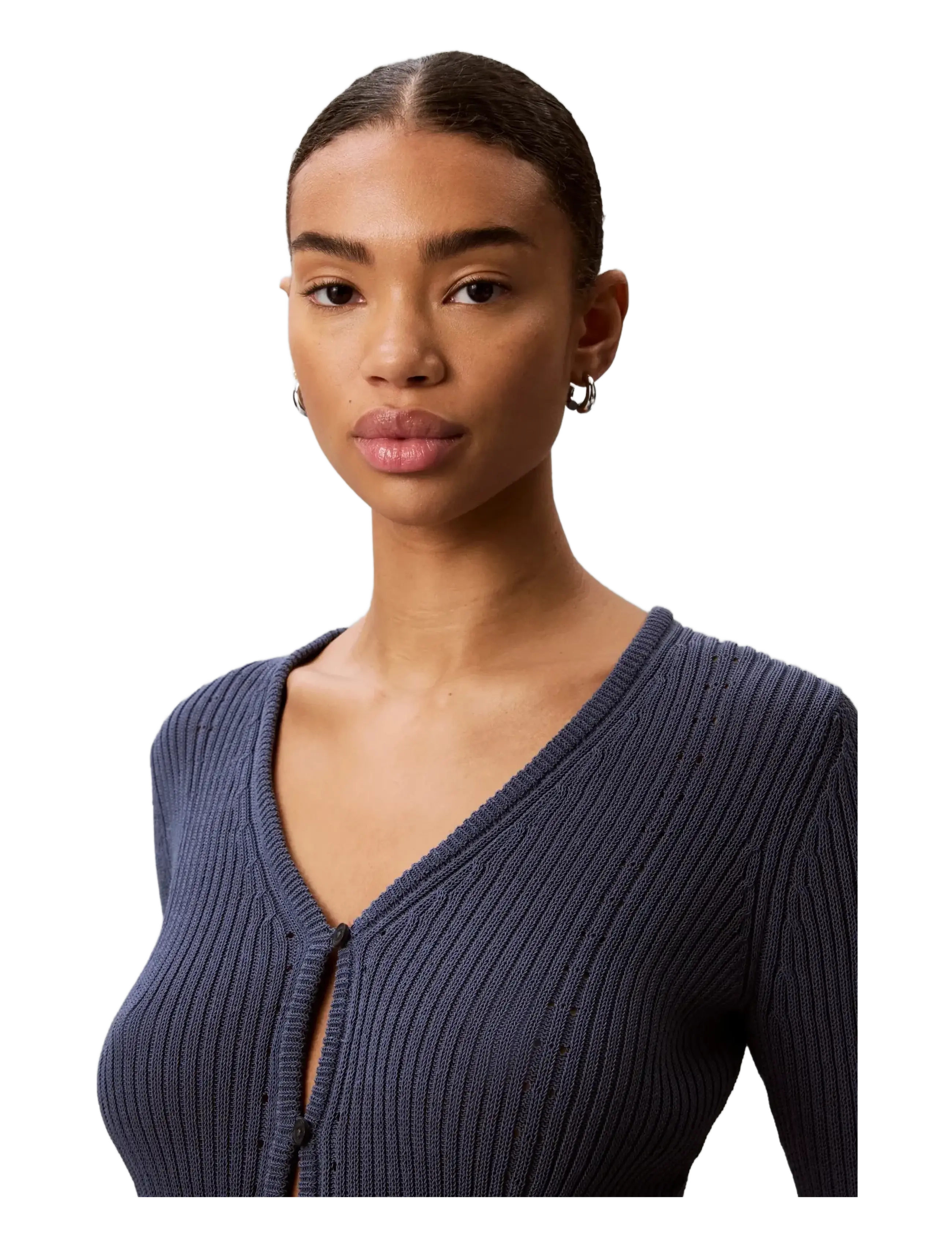 Calvin Klein - POINTELLE RIB CARDIGAN - blue nomad - 3