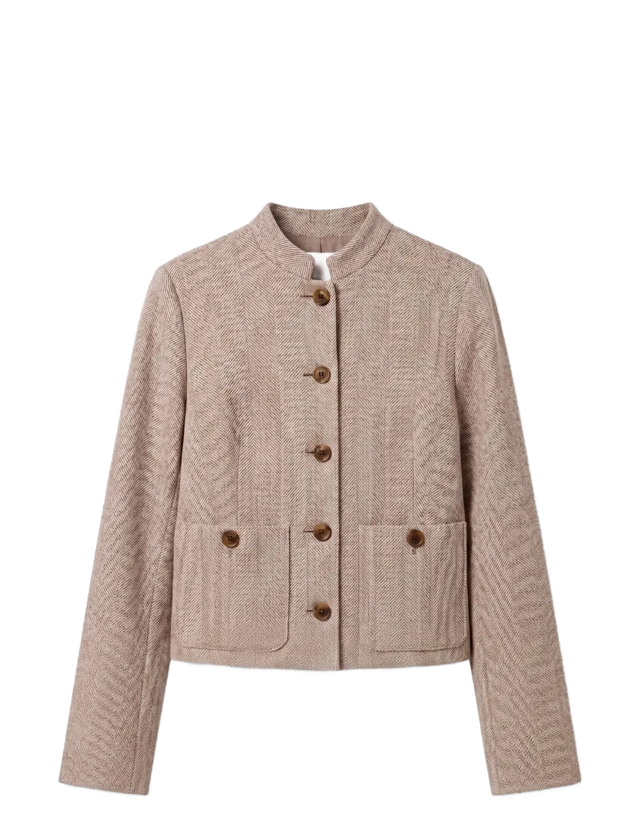 Calvin Klein - HERRINGBONE JACKET - brown cork ground + chalk twill - 1