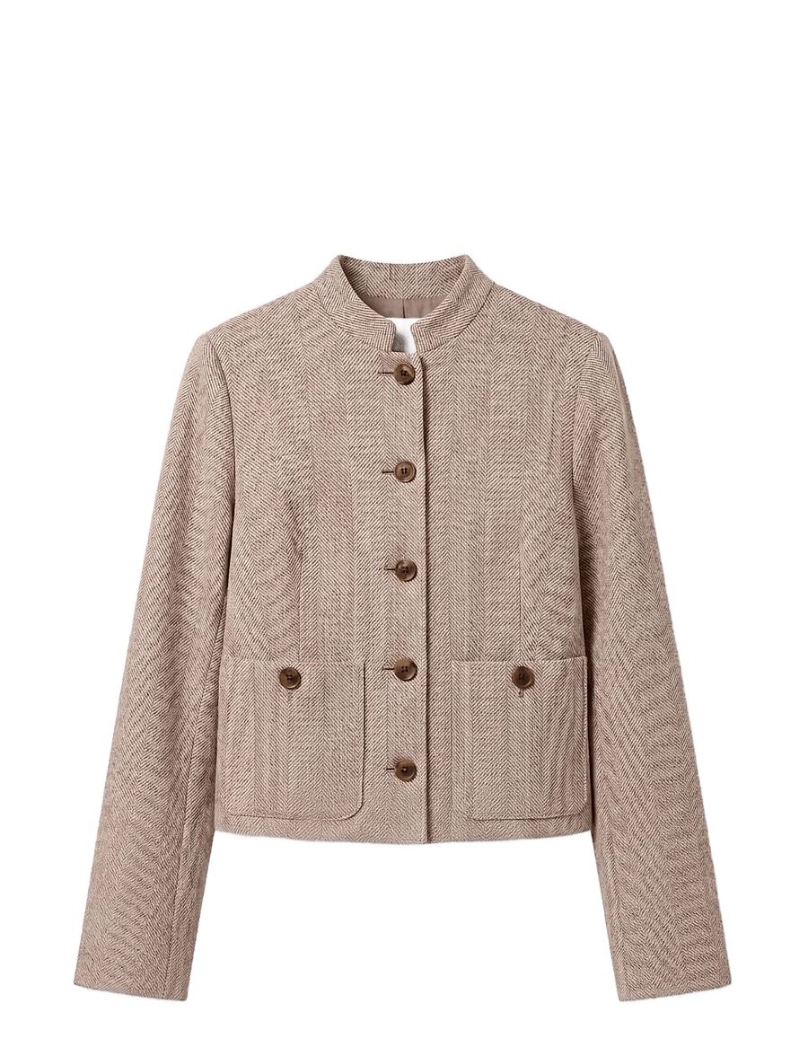 Calvin Klein - HERRINGBONE JACKET - vårjackor - brown cork ground + chalk twill - 1