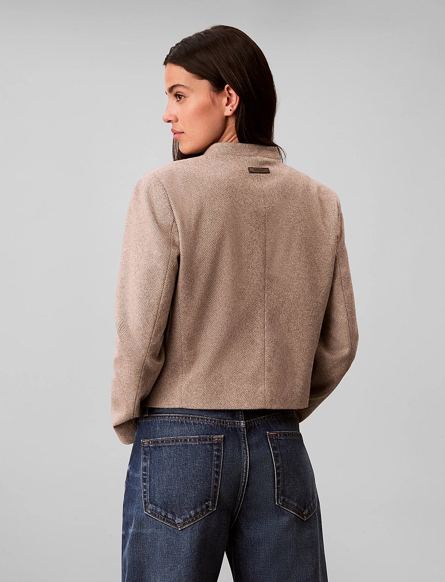 Calvin Klein - HERRINGBONE JACKET - vårjackor - brown cork ground + chalk twill - 2