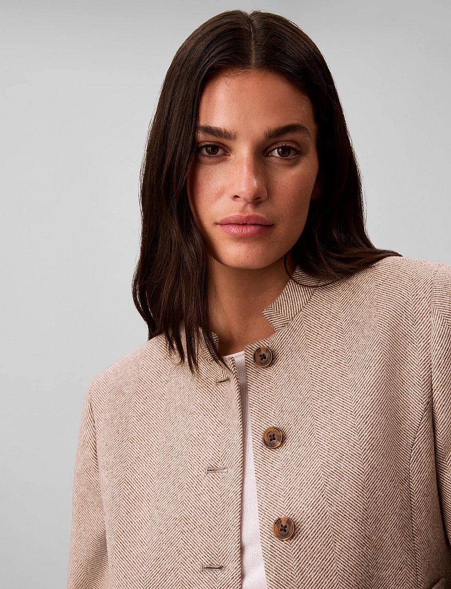 Calvin Klein - HERRINGBONE JACKET - vårjackor - brown cork ground + chalk twill - 4