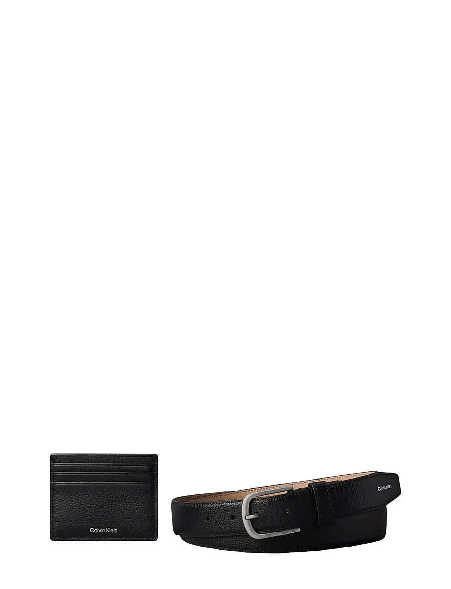 Calvin Klein - FOIL EMBOSS CARDHOLDER + BELT - klassiske bælter - black - 0