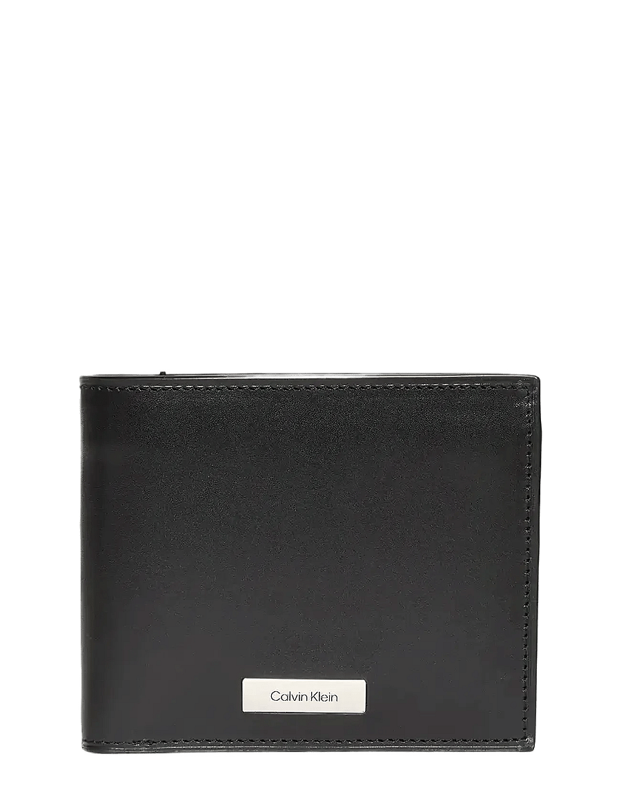 Calvin Klein - PLAQUE BILLFOLD w/ COIN - rahakotid - black - 1