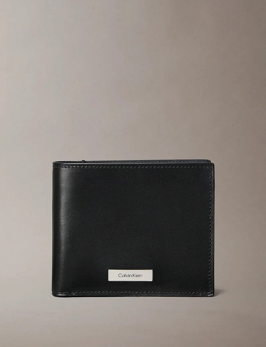 Calvin Klein - PLAQUE BILLFOLD w/ COIN - rahakotid - black - 0