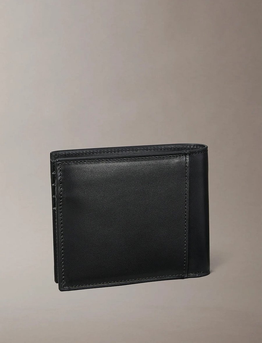 Calvin Klein - PLAQUE BILLFOLD w/ COIN - rahakotid - black - 2