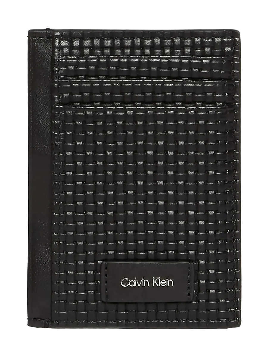 Calvin Klein - EMBOSSED WOVEN N/S CARD CASE - kortholdere - black - 0